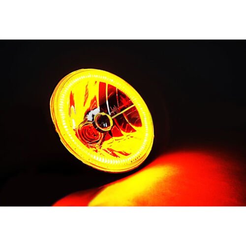 7" H6024/6014 Halogen Amber COB LED Halo Ring H4 Light Bulb Angel Eye Headlight