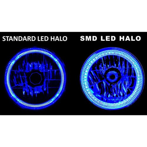 7" H6024/6014 Halogen Blue SMD LED Halo Ring H4 Light Bulb Angel Eye Headlight