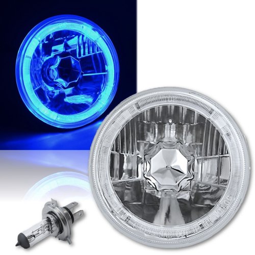 5-3/4" H5006 H5001 Blue Halo Halogen H4 Bulb Crystal Clear Headlight Angel Eye