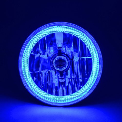 7" H6024/6014 Halogen Blue COB LED Halo Ring H4 Light Bulb Angel Eye Headlight