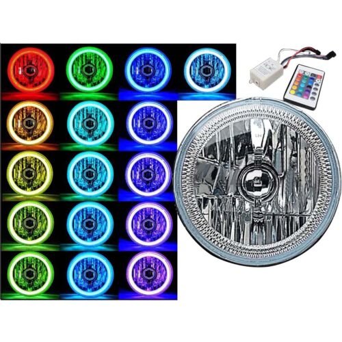 7" RGB Multi-Color White Red Blue Green COB LED Halo Headlight Harley Motorcycle