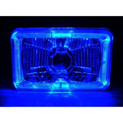 4X6 Blue Halo Angel Eye Halogen H4 Headlights Headlamp Bulbs Crystal Clear One