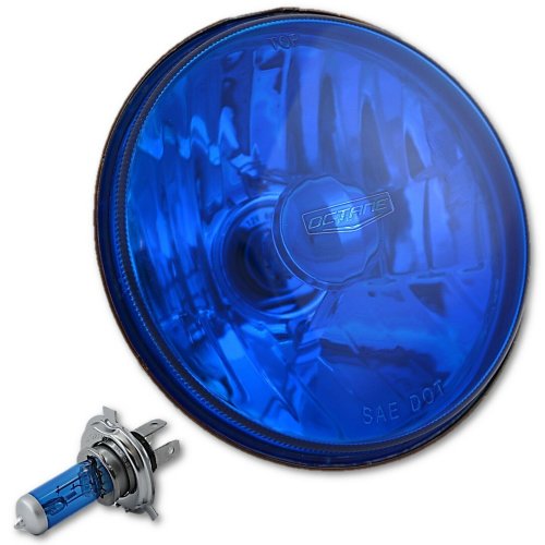 5-3/4" 12V Motorcycle Halogen Headlight Headlamp Crystal Clear Blue Bulb 60/55W