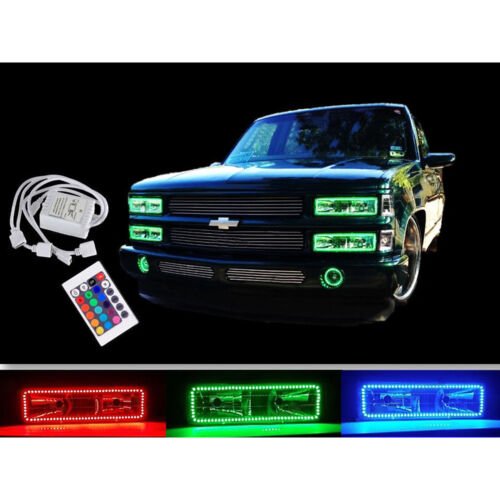 88-98 Chevy GMC Truck Multi-Color Changing LED Shift RGB Headlight Halo Ring Set