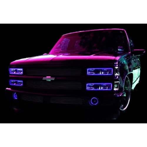 88-98 Chevy GMC Truck Multi-Color Changing LED Shift RGB Headlight Halo Ring Set