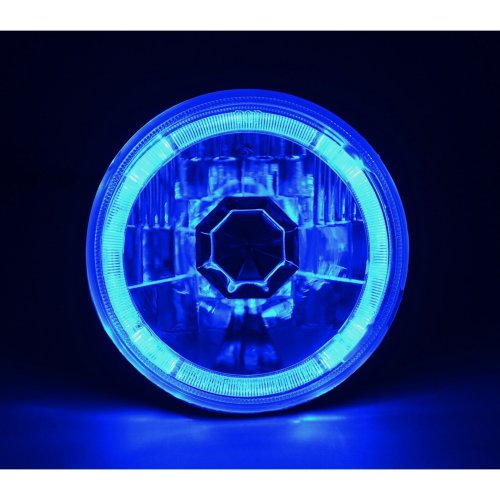 5-3/4" Motorcycle Blue Halo Halogen H4 Bulb Crystal Clear Headlight Angel Eye