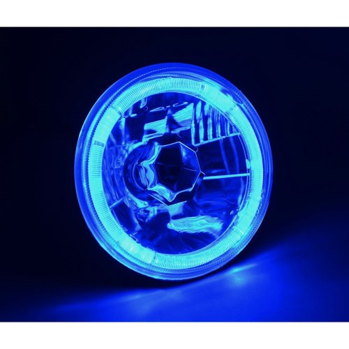 5-3/4" Motorcycle Blue Halo Halogen H4 Bulb Crystal Clear Headlight Angel Eye