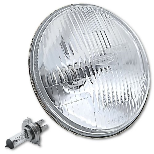 7" Motorcycle Semi Sealed Beam Headlight Headlamp Halogen H4 Clear Bulb 60/55W