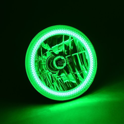 7" Motorcycle Green COB Halo H4 6K 4000Lm Light Bulb LED Headlight Harley