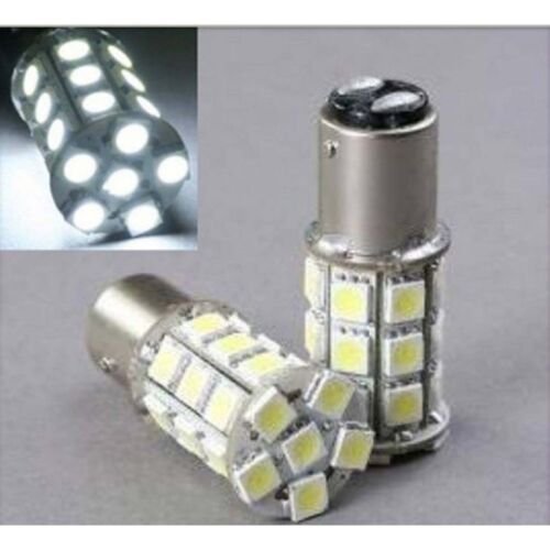 White LED #1157 12 Volt Tail Light Brake Stop Turn Signal Lamp Bulbs Pair 27SMD