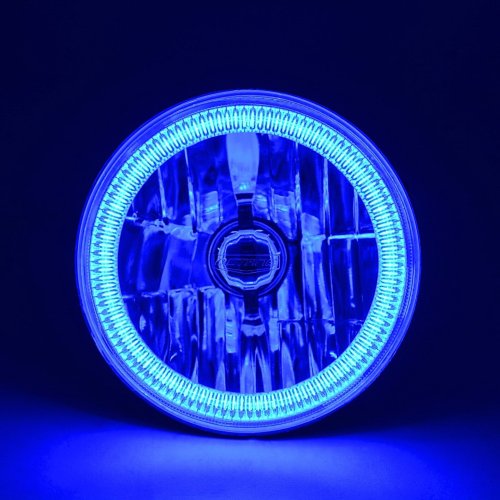 7" Blue COB LED Halo Angel Eye Headlamp Headlight H4 HID 6000K Light Bulb Pair