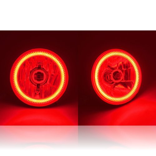 5-3/4" Red LED COB SMD Halo Angel Eyes Halogen Light Bulbs Metal Headlights Set