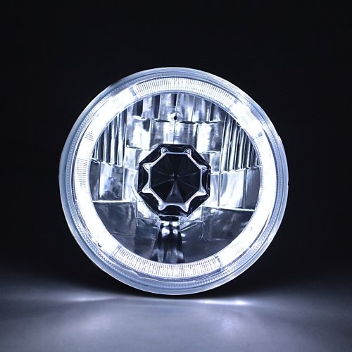 5-3/4 White LED Halo Halogen Light Bulb Headlight Angel Eye Crystal Clear Pair