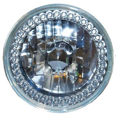 7" Motorcycle Halogen Headlight Light Bulb Crystal White LED Halo Ring Angel Eye