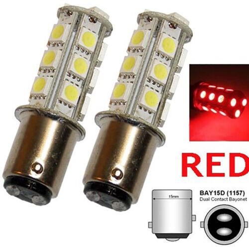 Pair #1157 Red 18 SMD LED Tail Light Rear Brake Stop Turn Signal Lamp 12v Bulbs