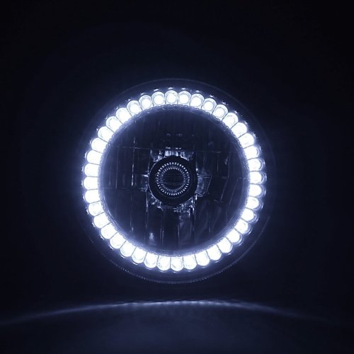 7" White LED Angel Eye Ring Motorcycle Halo Headlight Blinker Turn Signal Light