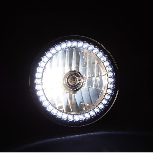 7" White LED Angel Eye Ring Motorcycle Halo Headlight Blinker Turn Signal Light