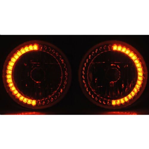 7" Amber LED Angel Eye Ring Motorcycle Halo Headlight Blinker Turn Signal Light