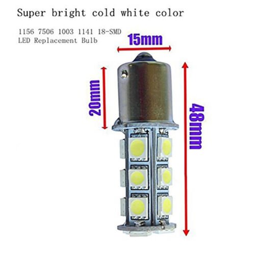 #1156 18SMD White LED Park Parking Tail Light Turn Signal Reverse Lamp Bulb Pair