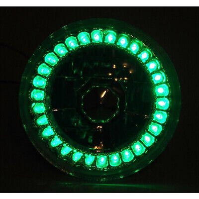 5-3/4 Green LED Angel Eye Motorcycle Halo H4 Headlight Blinker Turn Signal Light