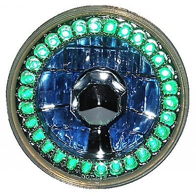 5-3/4 Green LED Angel Eye Motorcycle Halo H4 Headlight Blinker Turn Signal Light