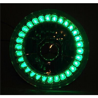 5-3/4 Halogen Motorcycle Green LED Halo Ring H4 Light Bulb Headlight For: Harley