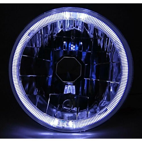 7" Halogen Motorcycle White LED Halo Ring H4 Light Bulb Headlight For: Harley