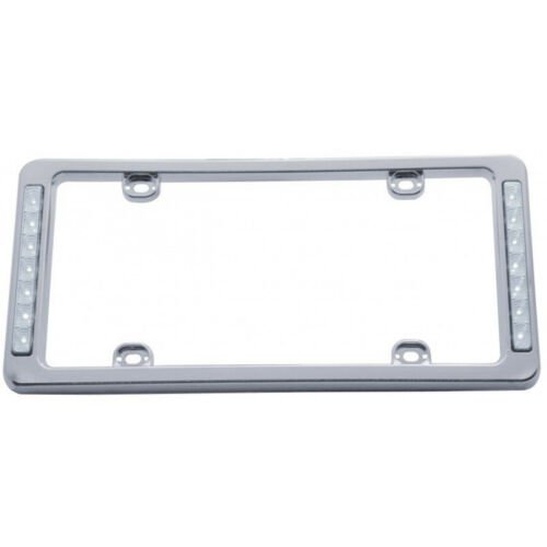 Chrome Plastic License Plate Frame White LED Reverse Light Car Truck Ford Chevy