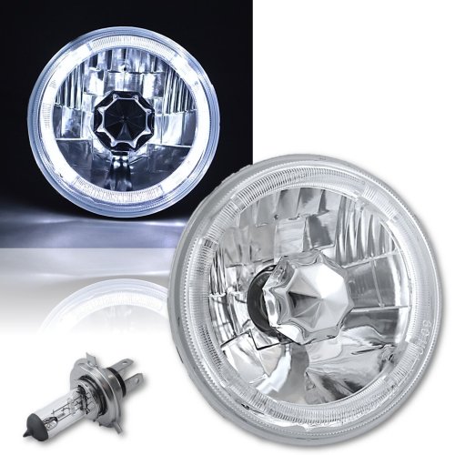 5-3/4 White Halo Halogen H4 Bulb Headlight Angel Eye LED Fits: Harley Motorcycle