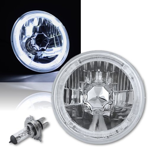 5-3/4 White Halo Halogen H4 Bulb Headlight Angel Eye LED Fits: Harley Motorcycle