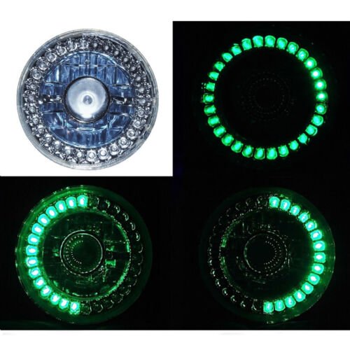 5-3/4" Motorcycle Headlight Bulb Crystal Green LED Halo Angel Eye Fits: Harley