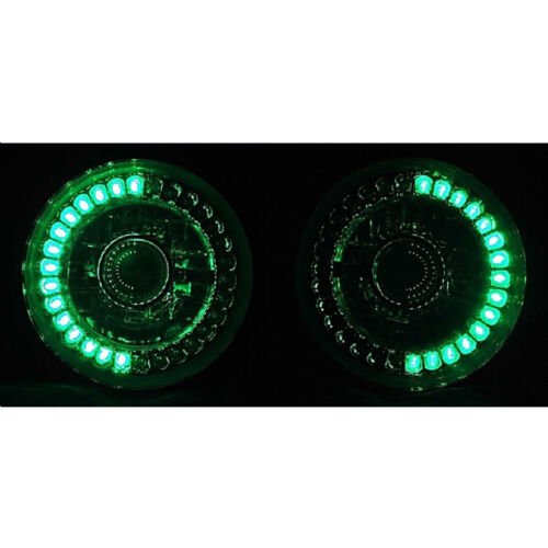 5-3/4" Motorcycle Headlight Bulb Crystal Green LED Halo Angel Eye Fits: Harley