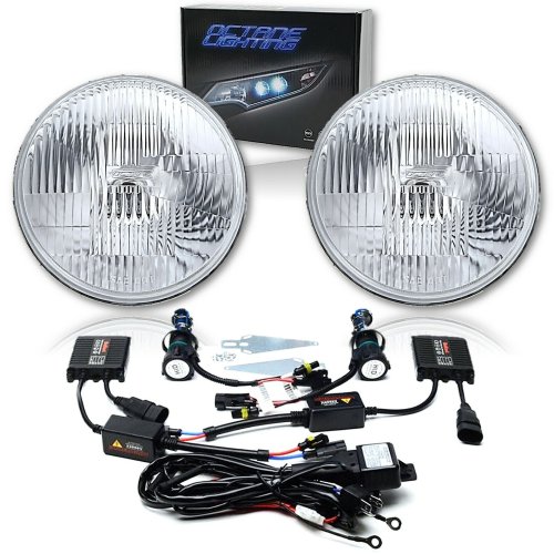 7" Stock H4 Halogen Headlight Super White 6K 6000K HID Light Bulb Headlamp Pair