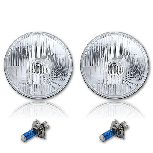 7" 6-Volt Stock Style H4 Headlight 55/60W 6V Halogen Super White Light Bulb Pair