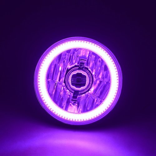 5-3/4 Purple COB SMD LED Halo Angel Eye Halogen Light Bulb Metal Headlights Pair