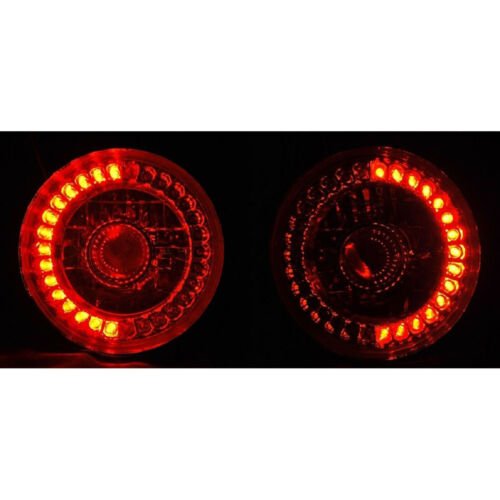 5-3/4 Halogen Red LED Ring Halo Angel Eyes Projector Headlight Light Bulbs Set