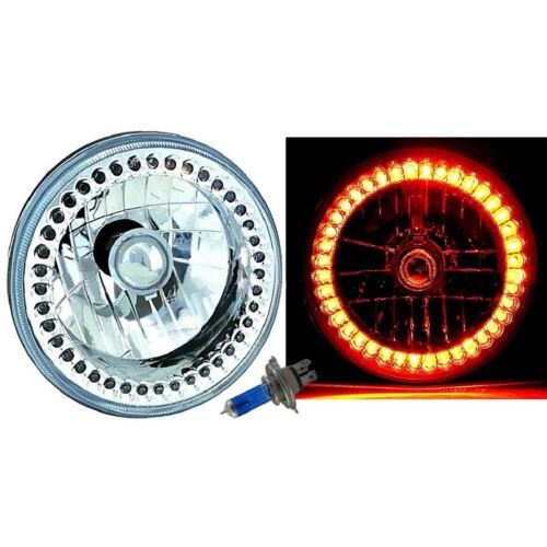 7" Halogen Motorcycle Amber 40-LED Halo Ring H4 Light Bulb Headlight For: Harley