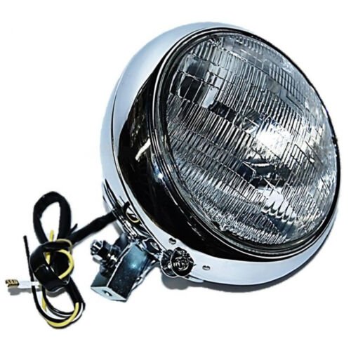 7" Motorcycle Halogen Headlight Housing Headlamp Bulb Bucket Assembly For Harley