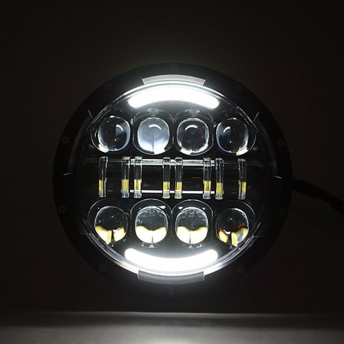 7" Black Projector HID 6500K LED Octane Headlight w/ White & Amber DRL Pair