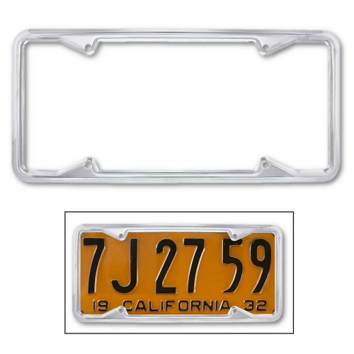 Chrome 1929-39 California 5/8" License Plate 4 Hole Sharp Edge Steel Frame