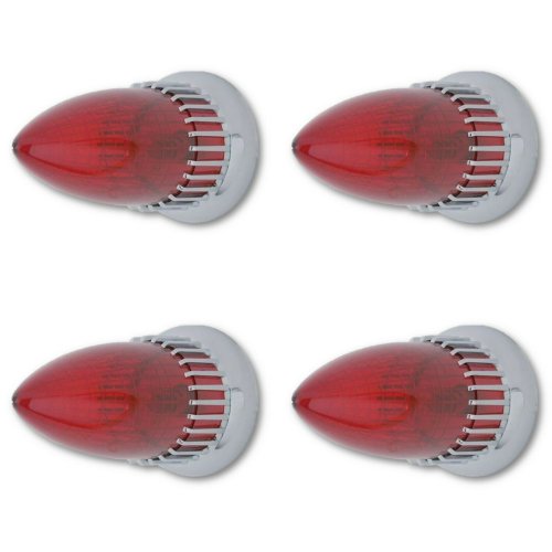 Red Flush Mount Rear Tail Brake Light Lens Assembly Set of 4 for 59 Cadillac