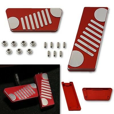 Red Gas Brake Accelerator Billet Aluminum Pedal Cover For 07-17 Jeep Wrangler