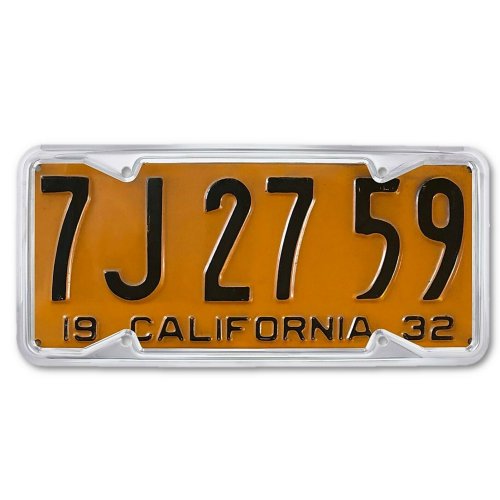 Chrome 1929-39 California 5/8" License Plate 4 Hole Sharp Edge Steel Frame