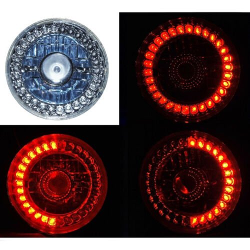 5-3/4 Halogen Red LED Ring Halo Angel Eyes Projector Headlight Light Bulbs Set