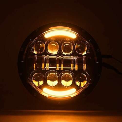 7" Black Projector 6500K LED White & Amber DRL Headlight For 97-18 Jeep Wrangler