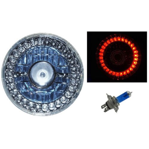 5-3/4" Red LED Angel Eye Motorcycle Halo Projector Headlight Turn Signal Light