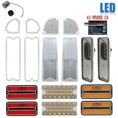 69-70 Chevy GMC Truck LED Clear Tail Marker Park Lamp Lenses & Brake Module Set