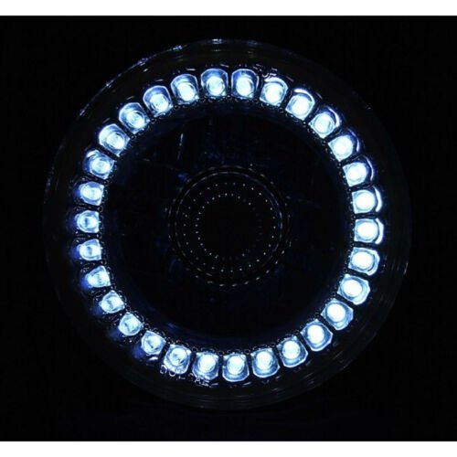 5-3/4 Halogen White LED Ring Halo Angel Eyes Projector Headlight Light Bulbs Set