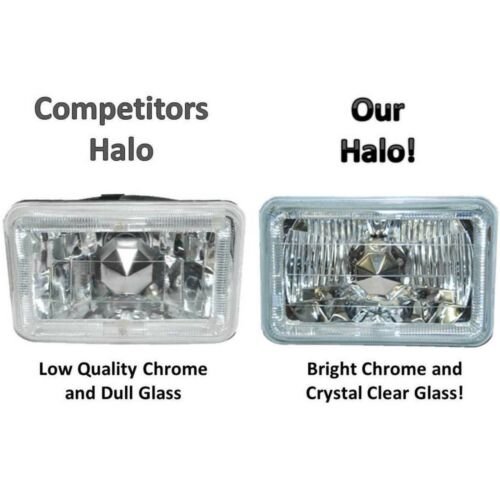 4X6 Red Halo Angel Eye Halogen H4 Headlight Headlamp Bulbs Crystal Clear Set