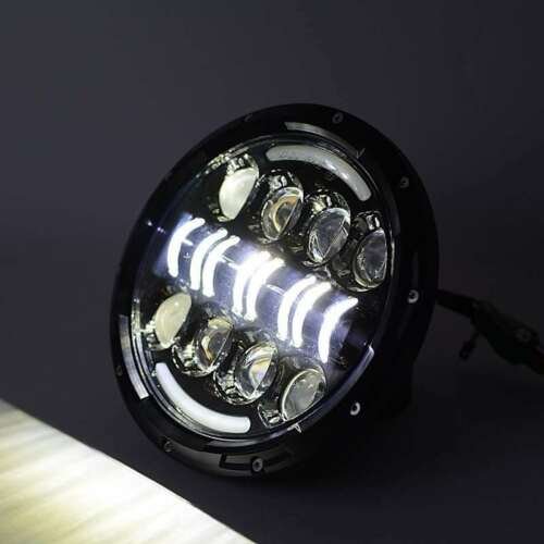 7" Black Projector 6500K LED White & Amber DRL Headlight For 97-18 Jeep Wrangler